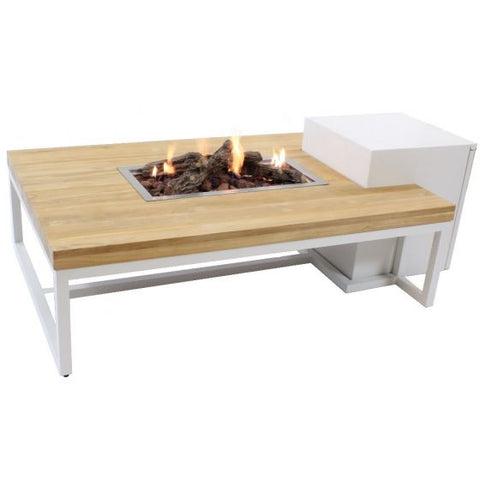 Enjoyfires: Vuurtafel Ambiance Rechthoek - Wit-teak